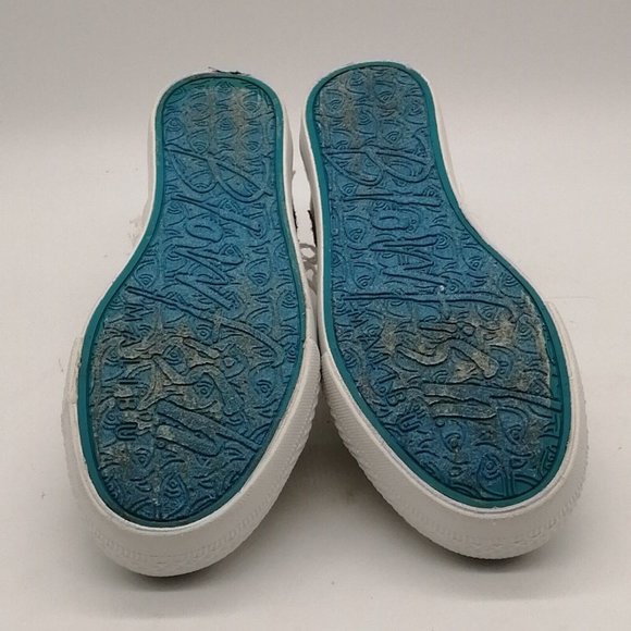 Blowfish Womens Mid-Top Canvas Sneakers White Fringed Edging Side Zip 6 - Picture 5 of 9